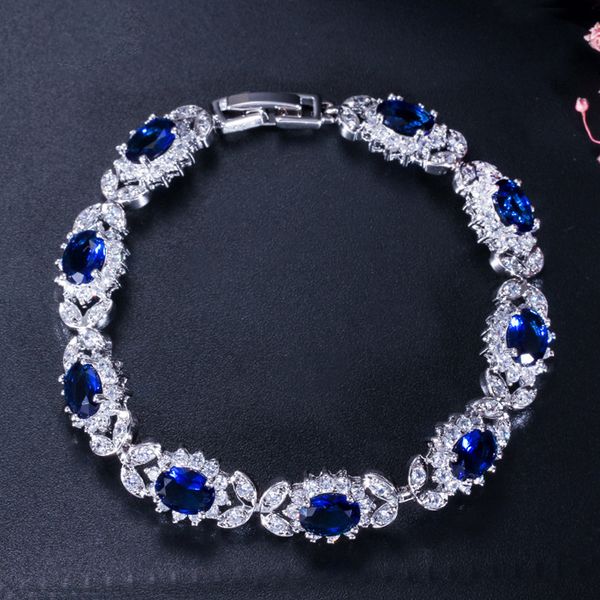 

7 colors fashion ocean crystal rhinestone zricon stainless steel clasp bracelet for women femme girl gift bracelets bangle, Black