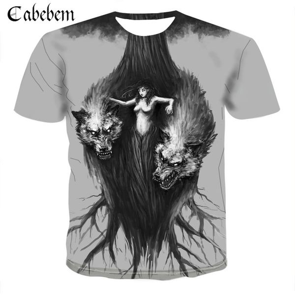 

2019 summer new men's 3d animation printed t-shirt 3d high-quality printed digital t-shirt men/women casual simple wind jack, White;black