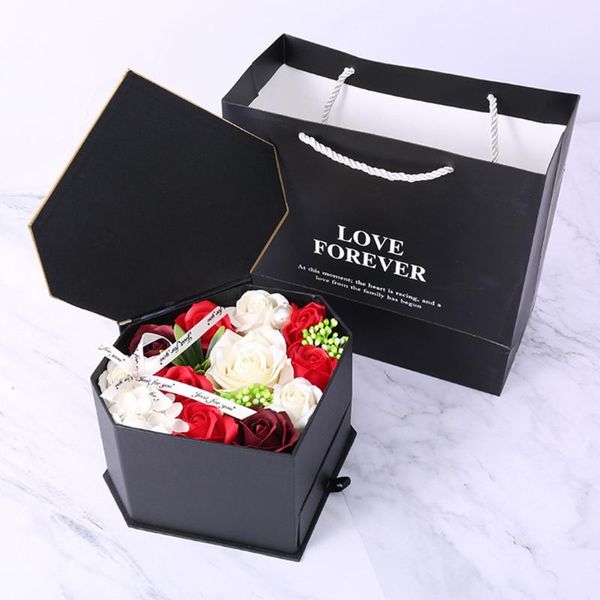 

double drawer wedding valentine's day girlfriend body soap flower party rose gift box romantic heart bath petal decoration