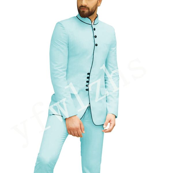 

single breasted groomsmen mandarin lapel wedding groom tuxedos men suits wedding/prom/dinner man blazer(jacket+pants) t40, Black;gray