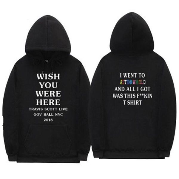 

astroworld hoodie mens designer sweatshirts hip hop fashion pullover new travis hoodies elegant size s-2xl, Black
