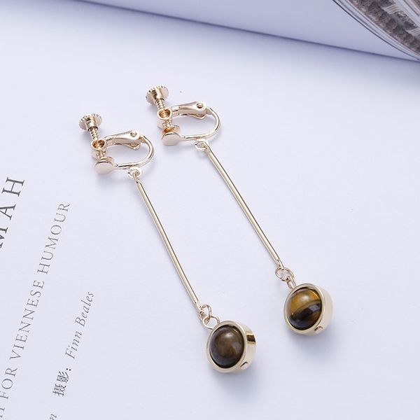 

earring clips no pierced ear clips long earrings with stones earrings without puncture, Silver