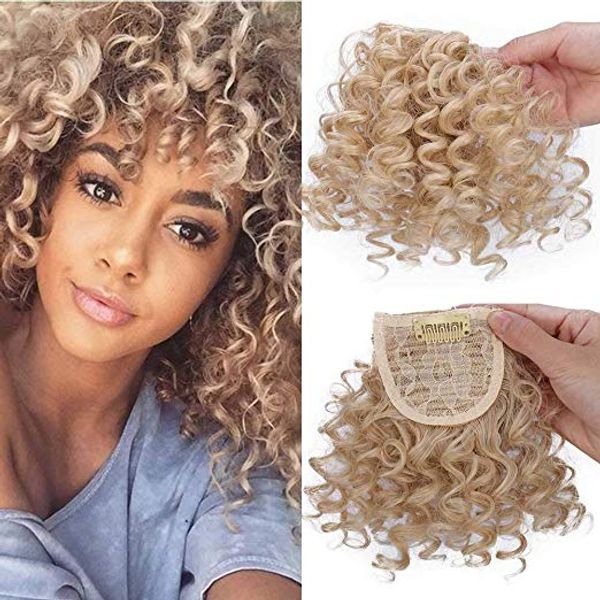 

613 human afro kinky curly hair bangs can be hair closure chignons puff drawstring ponytail in hair extension for black women
