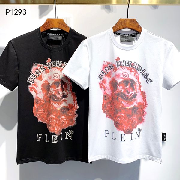 

pp philip plain brand mens designer t shirts firmata uomo fashion luxury designer t shirt summer homme mens skull tshirt tee 1293, White