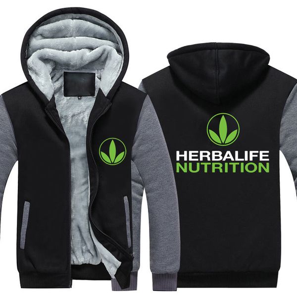 

winter herbalife nutrition logo printed men women warm thicken hoodies sweatshirts graphic fleeece jackets harajuku hoody coats, Black
