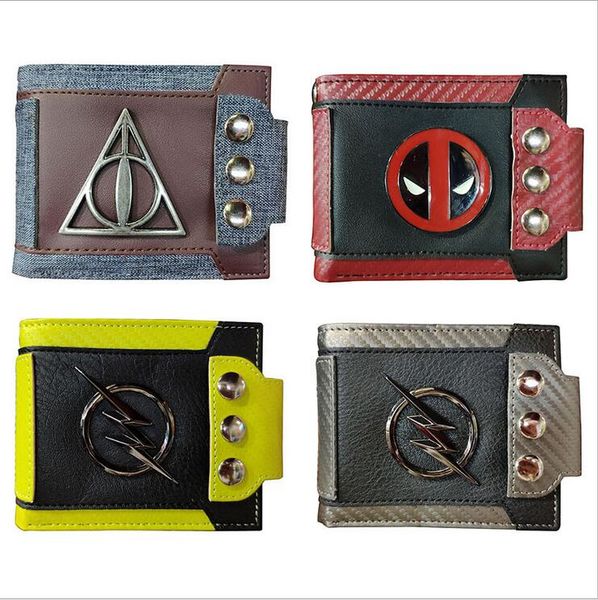 

2019 new metal patch retro wallet harry potter deadpool seven dragon beads wallet card wallet, White