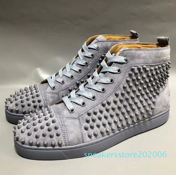 

luxury designer red bottom sneakers red suede with spikes flats shoes for men women,womens leisure trainers footwear size:35-46 s6, Black