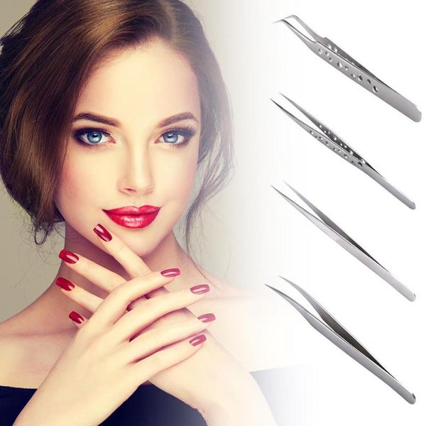 

nail art steel picking tool anti-static tweezers eyelash precision clip for beauty jewelry electronics laboratory daily work, Silver