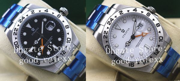 

men's white black dial sapphire automatic 2813 full steel watch men 216570 watches mens orange gmt perpetual chronometer sport wristwat, Slivery;brown