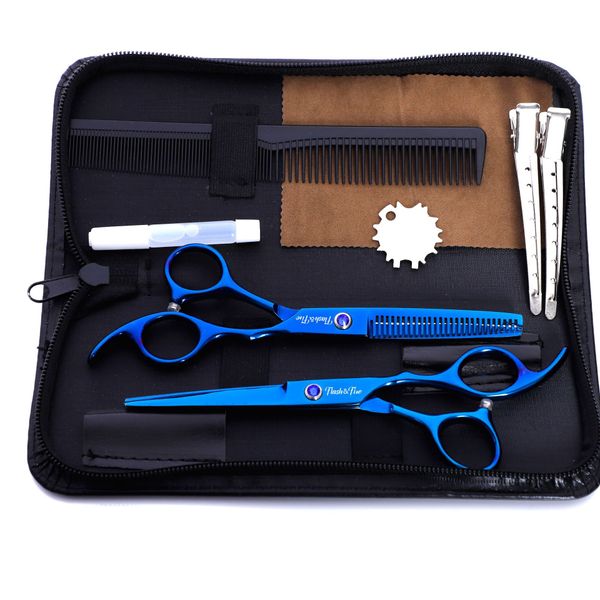

professional 6 inch hair cutting scissor leather bag stainless steel barber salon thinning tools for hairdressing