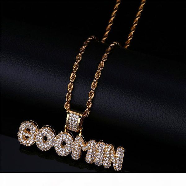 

18k gold plated ice out necklace men 2018 new fashion boomin pendant hip hop necklace cool rappers pave micro cz jewelry, Silver