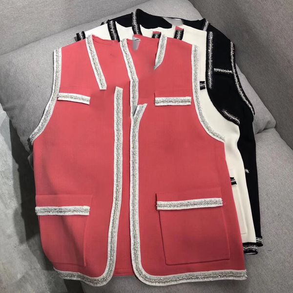 

women vest coat autumn 2019 elegant office vest female vintage v-neck jackets for women, Black;white