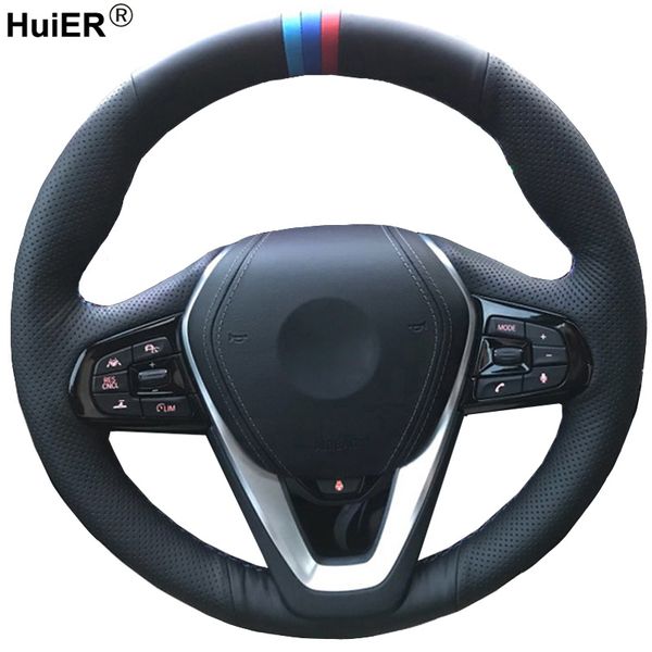 

huier hand sewing car steering wheel cover for g30 530i 540i 520d 530e 2016 2017 2018 g32 gt 630i 630d 2017 2018 car styling