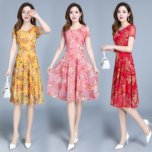 

hayblst brand women dress plus size 5xl loose summer 2019 new fashion print elegant korean stysle dress breathable women clothes, Black;gray