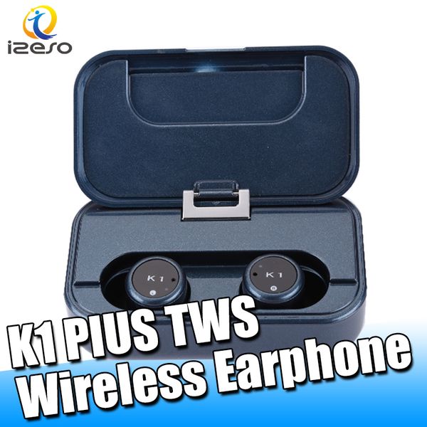 

K1 Plus TWS Wireless Earphones Mini Earbuds IPX4 Level Waterproof Headphone Support Siri Function With Retail Packaging Charging Case izeso