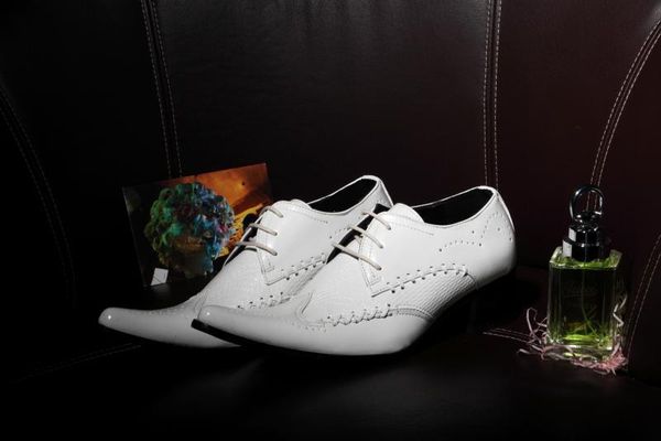 

men's pointed lace-up business formal leather shoes brogue carve party wedding stage shoes, Black