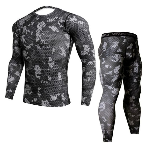

men's long sleeve skinny gym sports set quick- breathable fitness running training stretch compression jacket base set, White;black