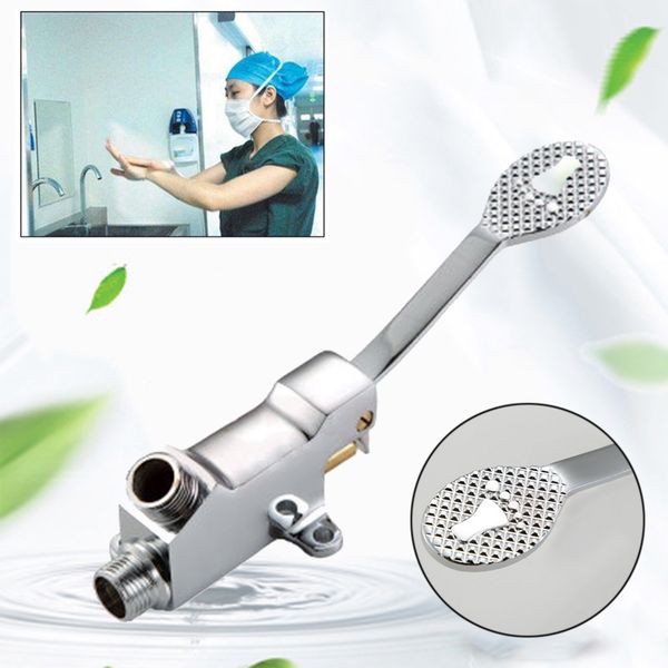 

1 pc switch control by floor foot pedal valve copper bathroom basin faucet single cold tap l pedal water faucet