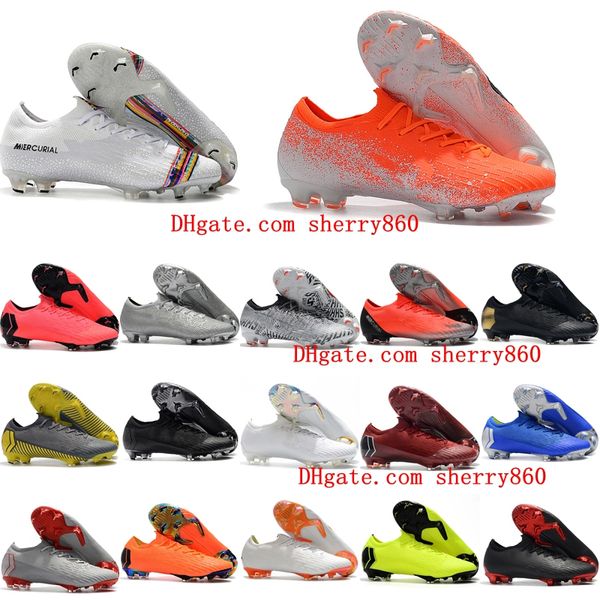 

2019 mens soccer shoes fury cr7 mercurial vapors xii vii elite fg soccer cleats mercurial superfly vi 360 cr7 neymar football b, White;red