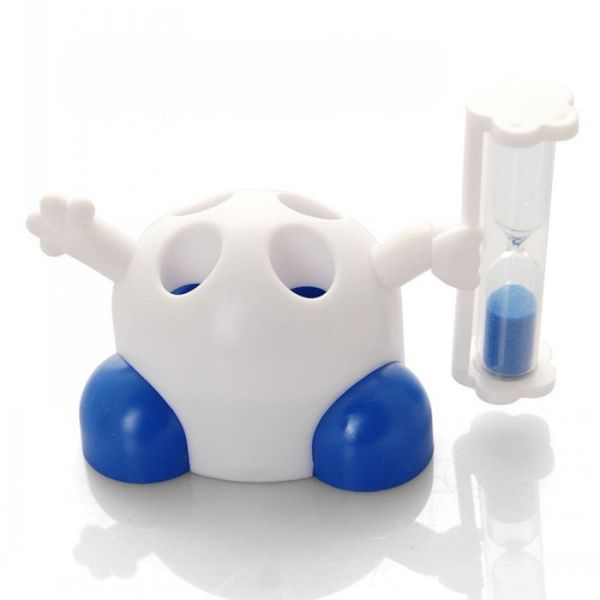 

cute children kids toothbrush holder with hourglass cartoon bathroom robot toothbrush organization storage rack for family wh0120