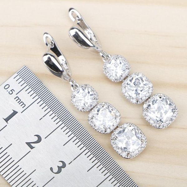 

women white zirconia silver 925 jewelry sets pendant necklace rings earrings with stones set jewelery gift box, Slivery;golden