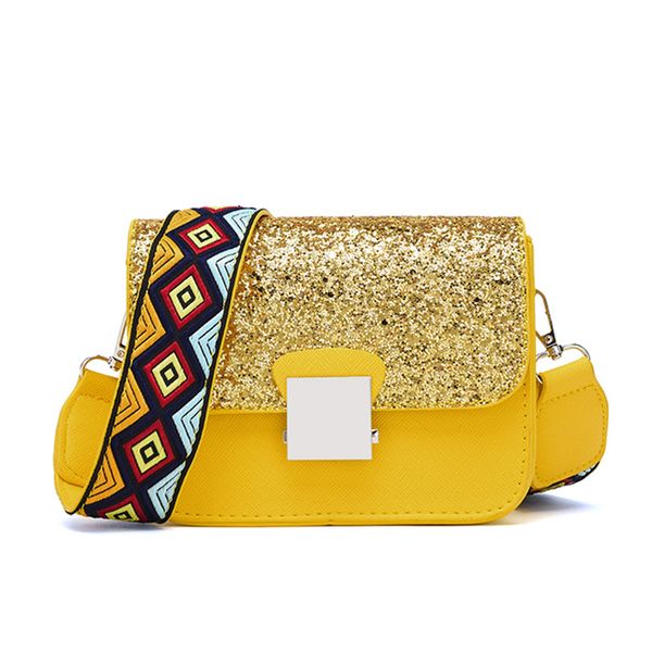 

joker shoulder strap shoulder bag sequin small square bag wide lady