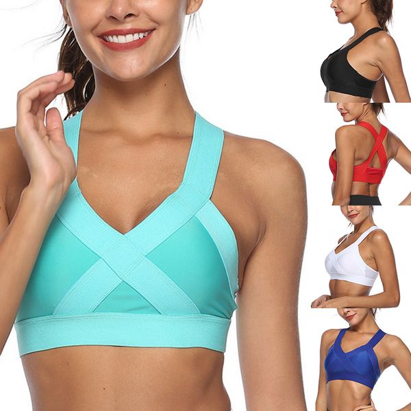 

shockproof athletic vest fitness women bra training fitness breathable sport yoga bra solid running sports gym, White;black