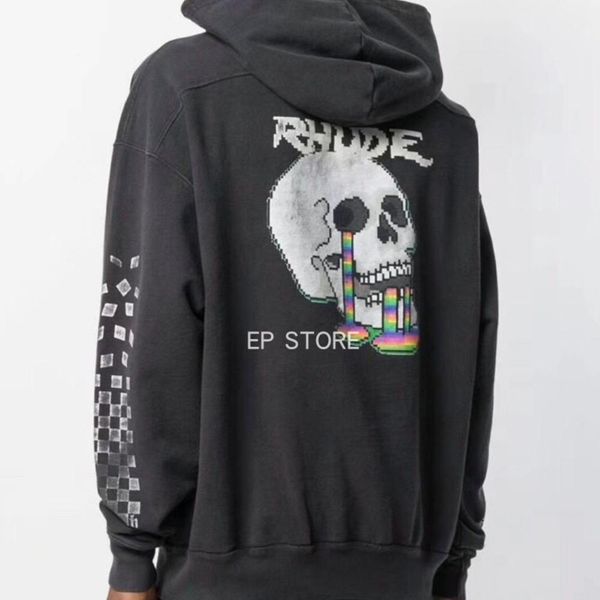 

men s designer hoodies rhude hoe gray blue hooded sweater new fashion rh men and women couple casual sweater hfsswy, Black