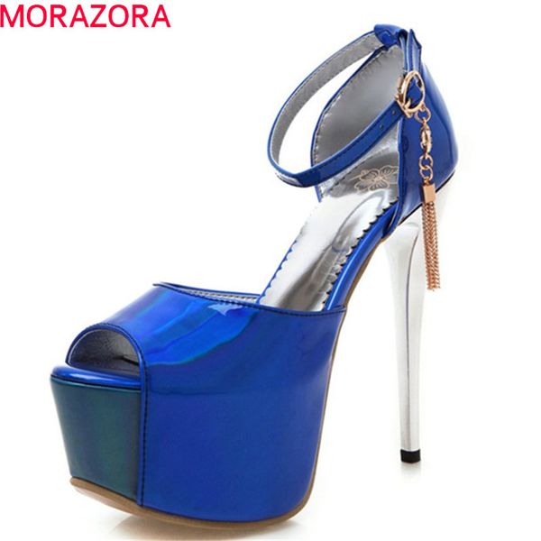 

morazora 2019 gran oferta sandalias de mujer peep toe verano super tacones plataforma zapatos mujer fiesta boda zapatos femeninos, Black