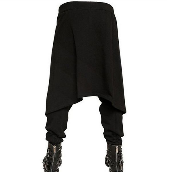 

men cotton blends black pants loose skirt pants gothic drape layering punk boho baggy drape trouser