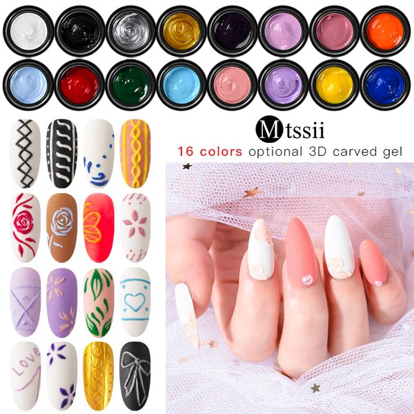 

mtssii 3d emboss carving painting gel paste nail polish soak off uv led gel lacquer varnish esmalte decarations 1/2/4/8/12pcs, Red;pink
