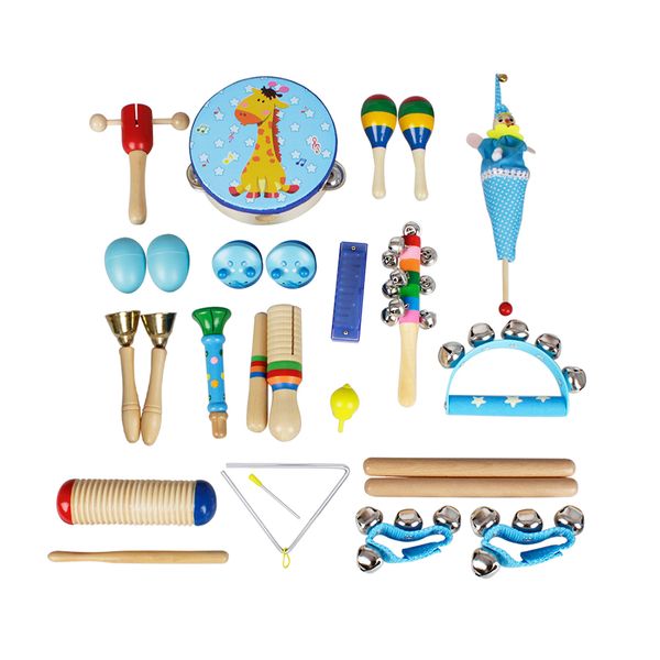

musical toys percussion instruments band rhythm kit for kids children toddlers with tambourine wooden guiro handbells maracas
