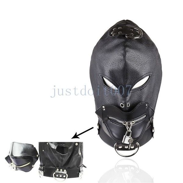 

gimp mouth gag pu leather full padded open hood eyes mask zipper locking sexuelstoys #r98jouets costume for adults htvca