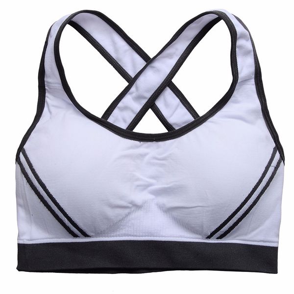 

woman yoga fitness sports bra padded wire gym shockproof vest racerback push tank running up underwear, White;black