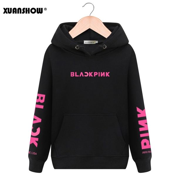 

xuanshow мђжкой мод оловки swirtshirts blackpink kpop  длиннм Ѭђкавом hat одежда пђловеѬ ко, Black