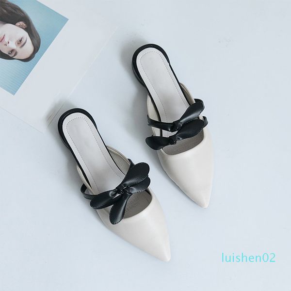 

элегантные тапочки женские мулы дамы бабочка женщины причинно удобная женщина острый носок женский 2020 слайды новая мода l02, Black