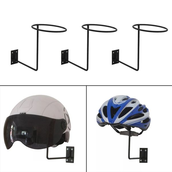 

3 pieces metal helmet holder wall mount hat ball wig rack hanger hook display stand - 20cm