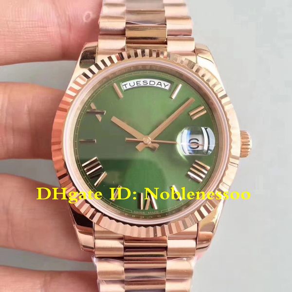 

5 tyle watch cal 3255 automatic movement luxury men 039 pre ident 40mm day date 228235 ro e gold green roman dial watche