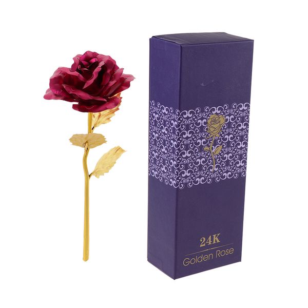 

foil trim red rose flower long stem stand for valentines day