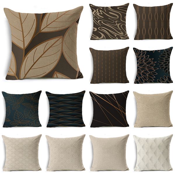 

wzh golden personality style cushion cover 45x45cm linen decorative pillow cover sofa bed pillow case
