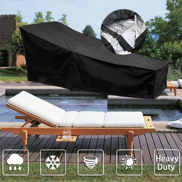 

garden sunbed cover heavy duty waterproof breathable oxford fabric outdoor lounger cover, 210x75x80cm, black