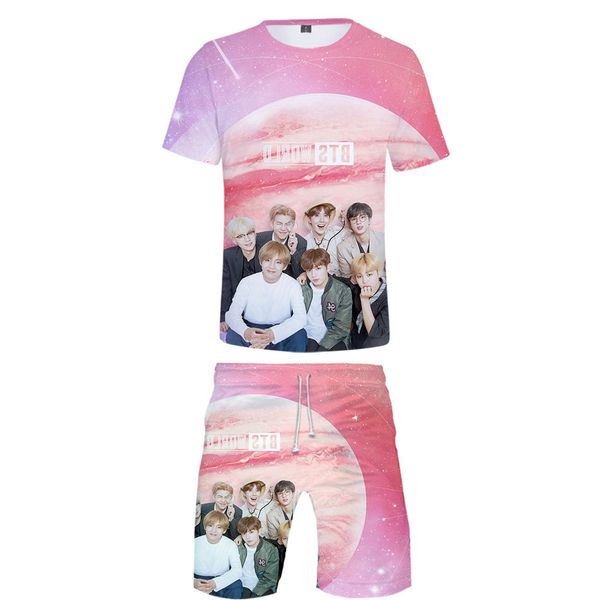 

bts world 2019 3d digital printing short t shorts suit, Black;green