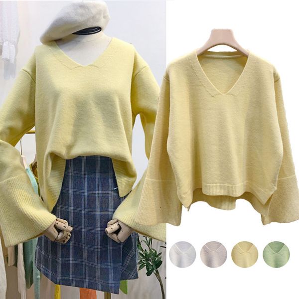 

sweater woman easy other clothes lazy the wind all-match 2019v lead knitting unlined upper garment jacket pullover tide, Black