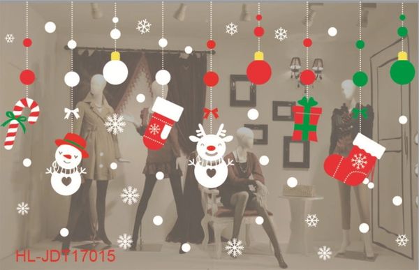 Compre 2019 Santa Murales Tienda De Renos Pegatinas De Ventana Decorado Navidad Pegatinas De Pared De Cristal Copo De Nieve Ventana Decoración De