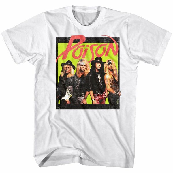 

official poison rock band polaroid p mens t shirt heavy metal, White;black