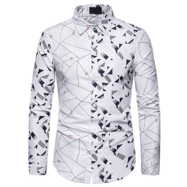 

men's casual shirts white printed geometric beach for men hawaiian shirt long sleeve summer lulxury, White;black