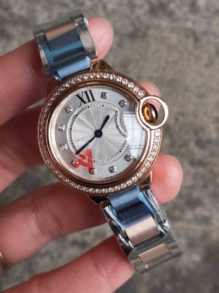 

luxury women dress watches 33mm wrist watch diamomd quartz movement lady watch stainless steel strap fashion famale wristwatch, Slivery;brown