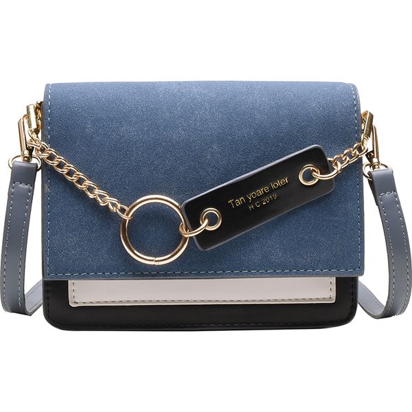 

contrast frosted leather sense female shoulder bag new 2019 wide shoulder strap messenger bag female wild ins small square
