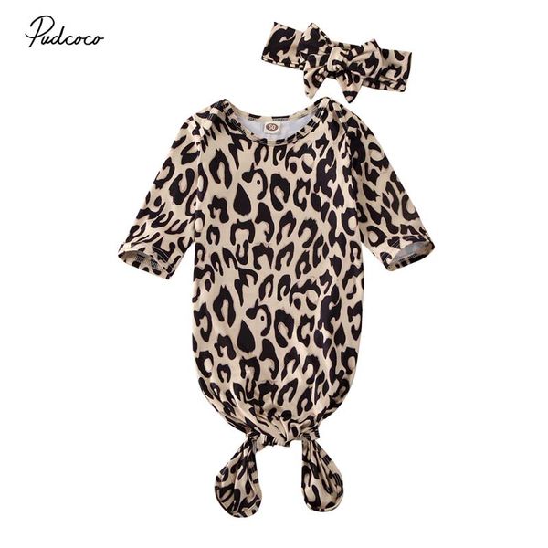 

baby bedding clothing 2020 newborn infant baby girl boy cotton swaddle blanket wrap leopard sleeping bag +headband 2pcs set 0-6m
