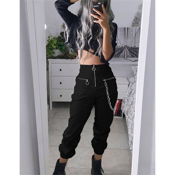 

женские брюки черный высокой талии молнии шаровары женщины бегуны harajuku свободные брюки с streetwear sweatpants c80 af00 drop shipping, Black;white